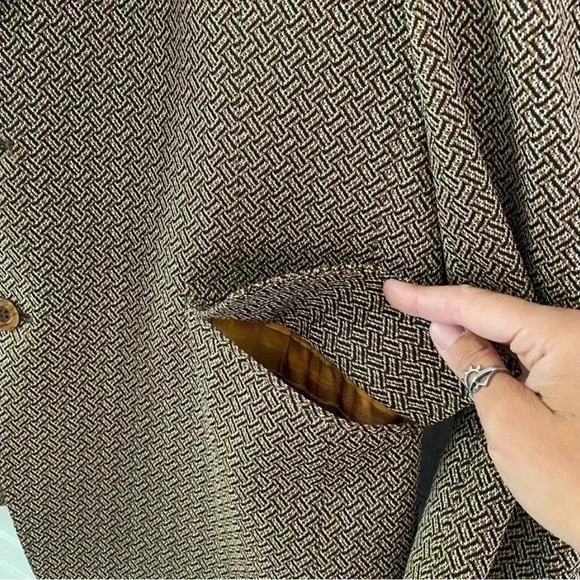 Vintage Curlee Blazer Fitted Jacket Men’s Suit Coat Houndstooth Tweed Academia - Picture 6 of 16